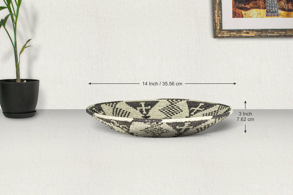 14" Handwoven Zulu Bowl for Wall Basket Decor