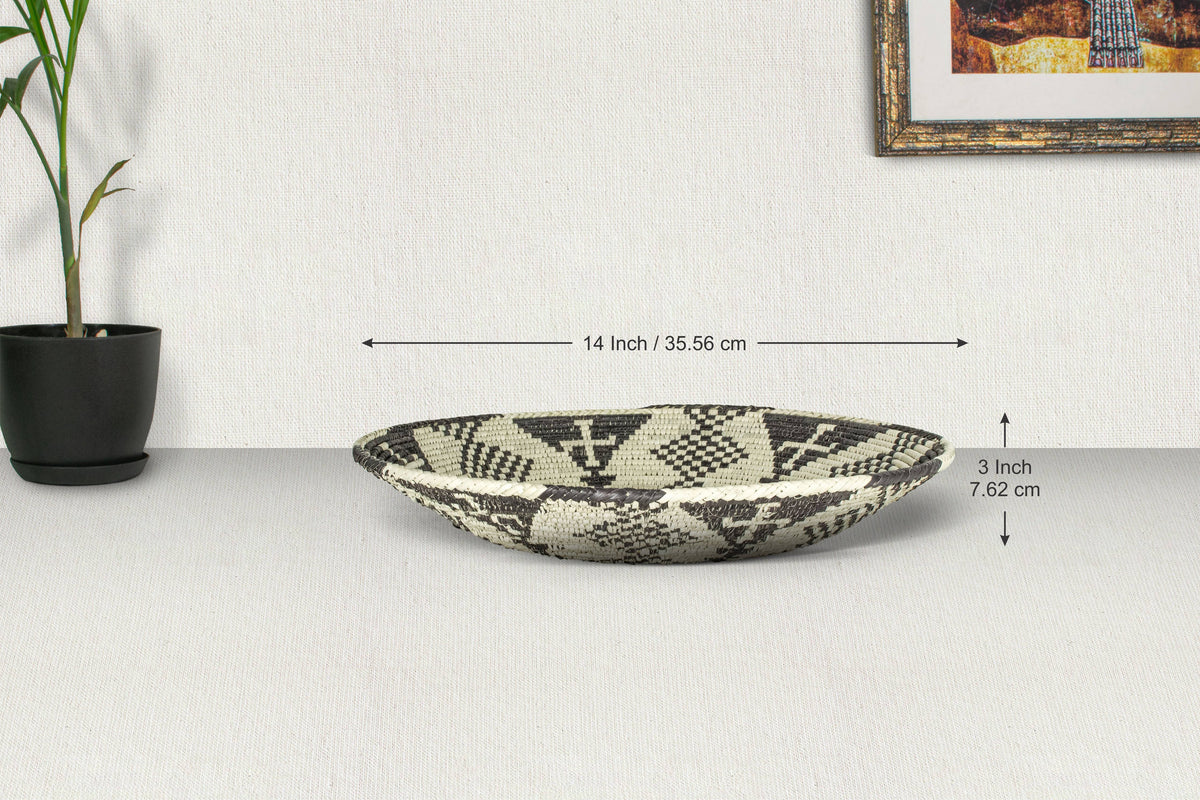 14" Handwoven Zulu Bowl for Wall Basket Decor