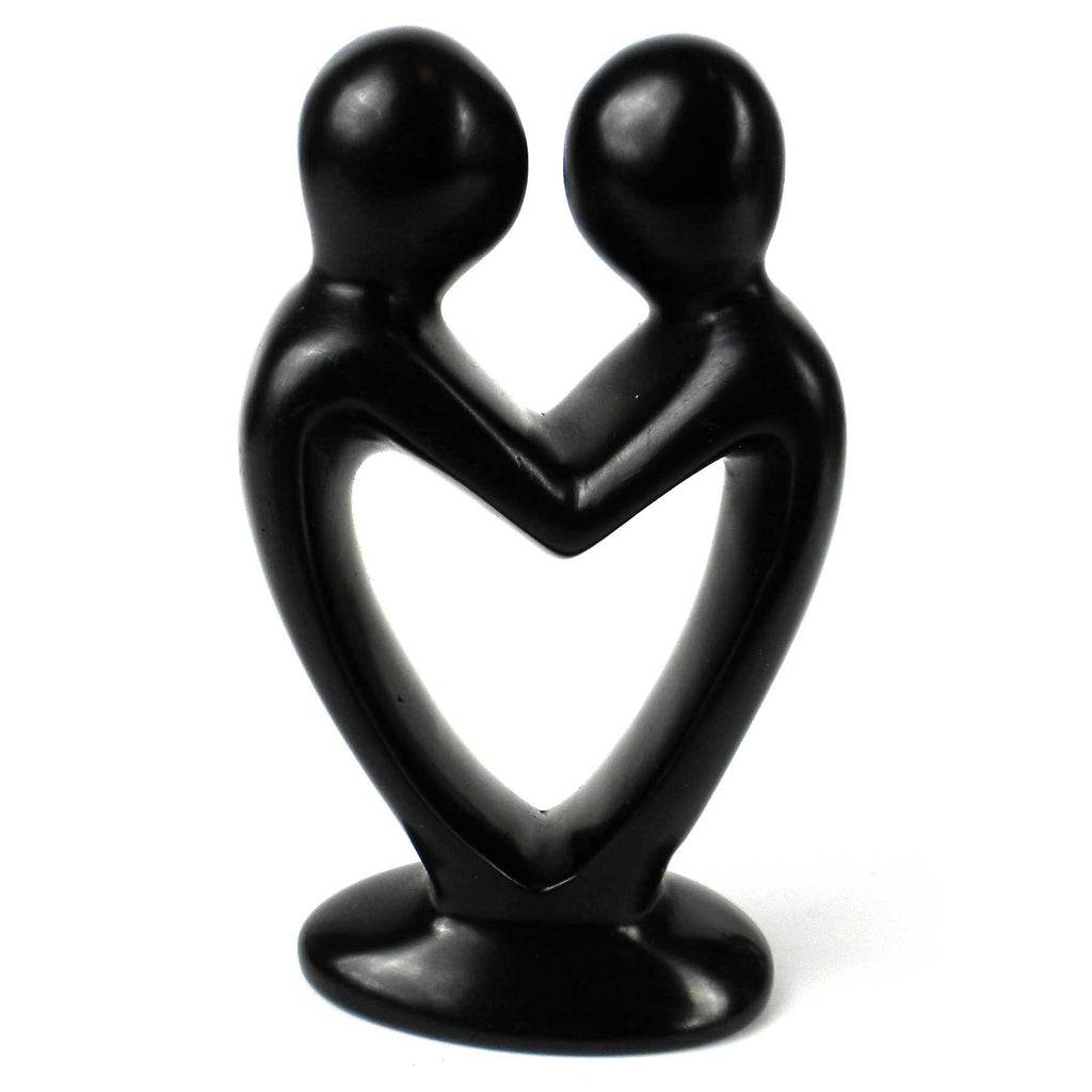 Lover's Heart Soapstone Sculptures - Black Finish
