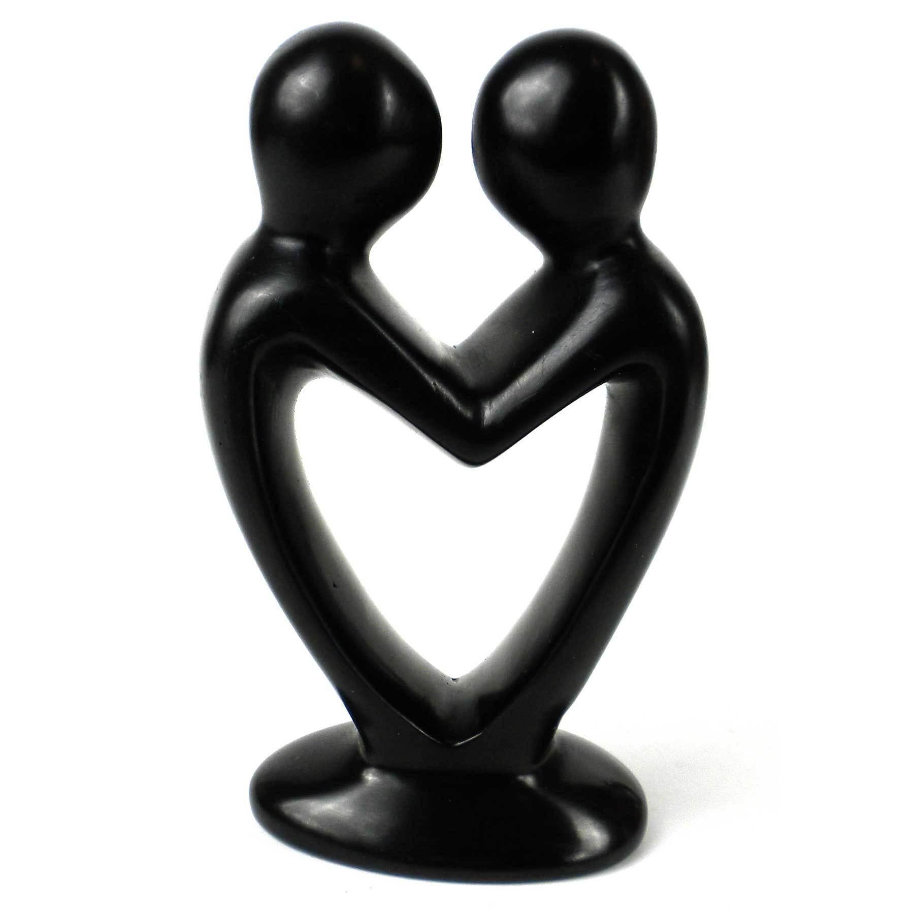 Lover's Heart Soapstone Sculptures - Black Finish