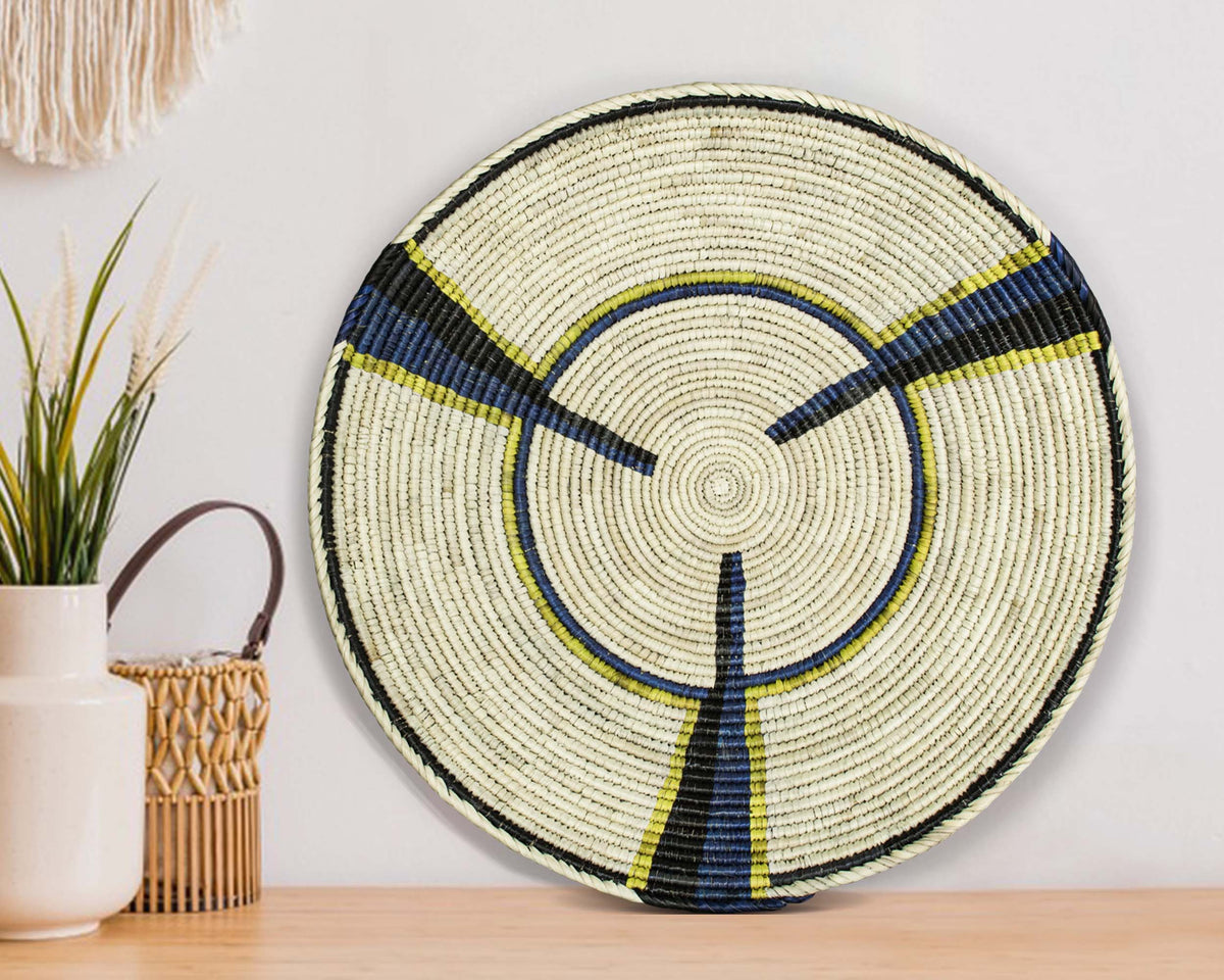 14" Handwoven Fan Mesa Bowl for Wall Basket Decor