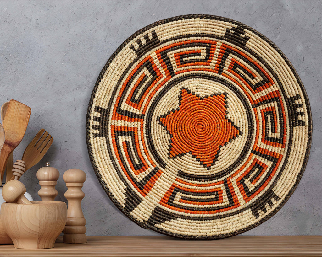14" Handwoven Rising Star Bowl for Wall Basket Decor