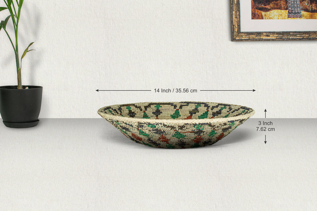 14" Handwoven Dancing Arrows Bowl for Wall Basket Decor