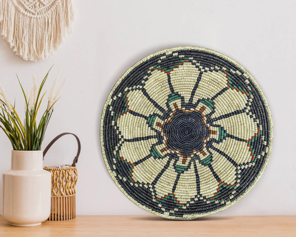 14" Handwoven Spin Wheel Bowl for Wall Basket Decor