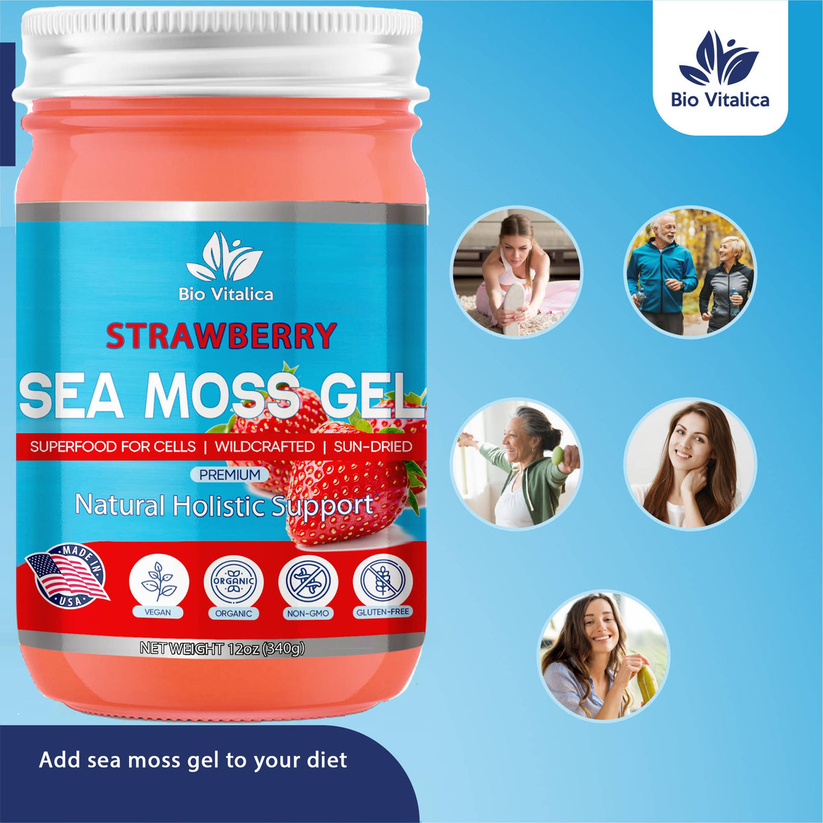 Sea Moss Gel Strawberry Flavor – Wildcrafted, Sun-Dried