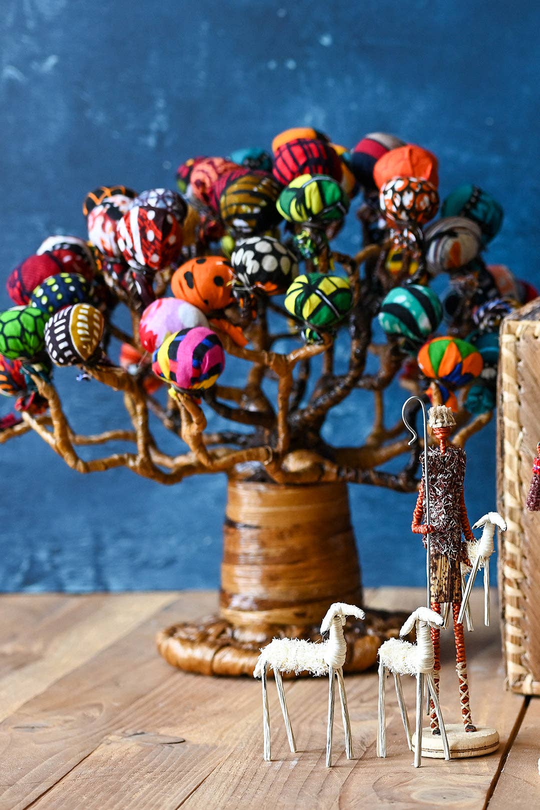 Banana Fiber Baobab Tree with Kitenge Cloth Baubles – West Africa
