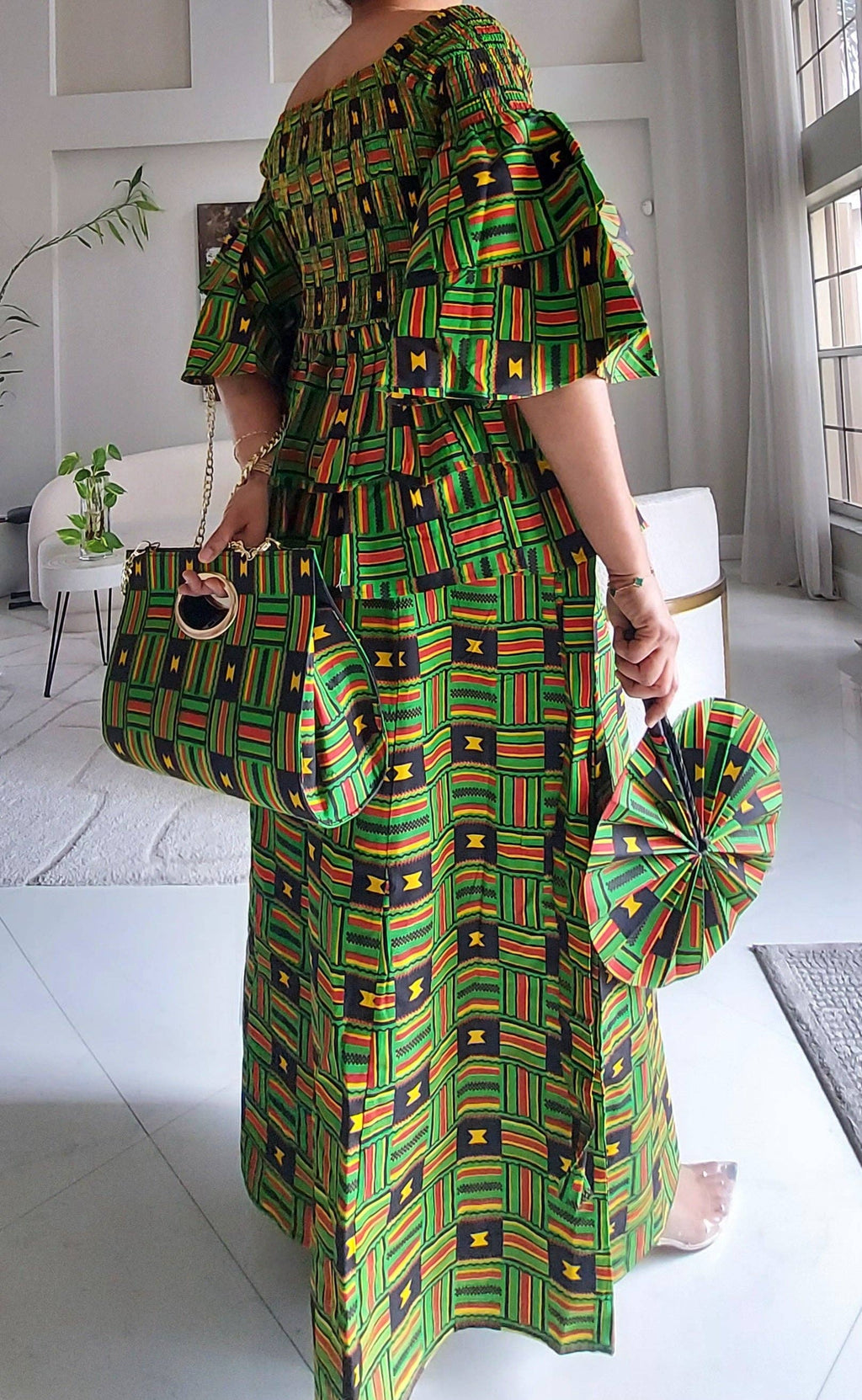 5-Piece African Ankara Pant Set Heratige Kente Mix - 019-PS14F