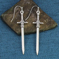 Antiqued Silver Sword Earrings