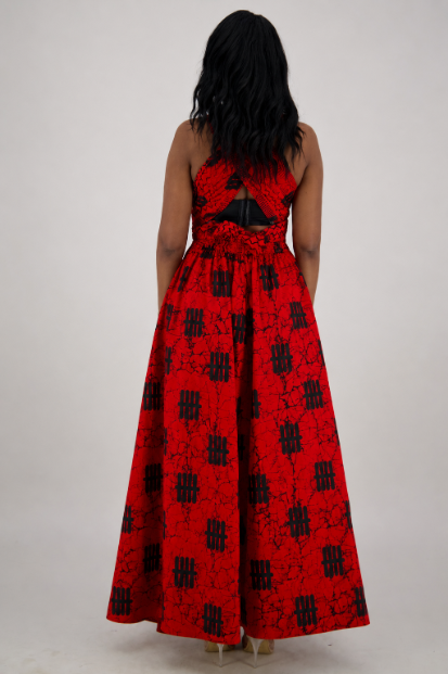 16117-291 100% Cotton Wax Print Infinite Maxi Skirt – Convertible Multi-Way Skirt – African Print