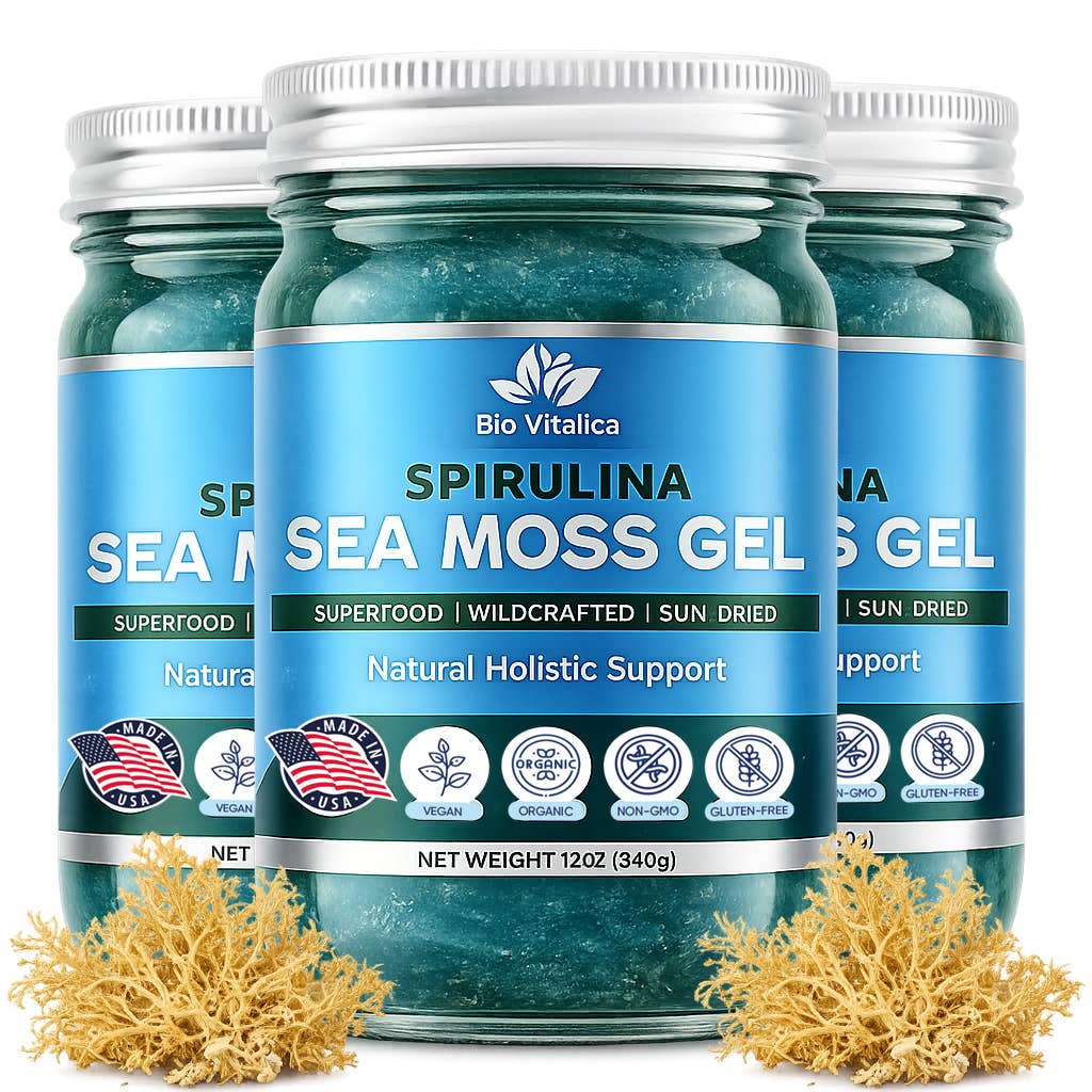Sea Moss Gel Blue Spirulina Flavor – Wildcrafted, Sun-Dried