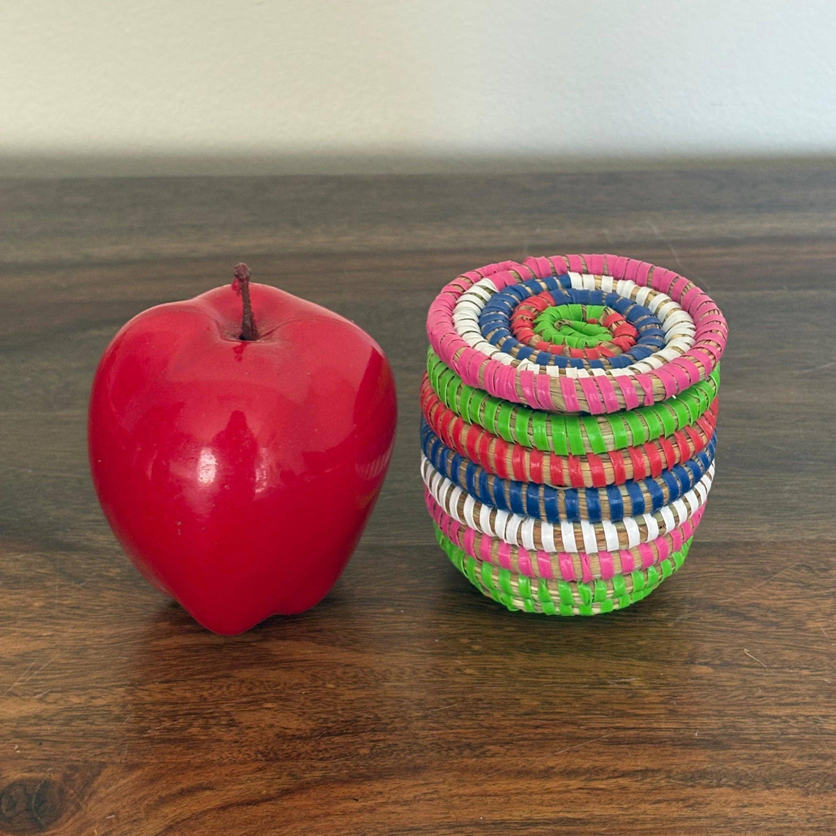 Flat Lidded Mini Sweetgrass Basket, Assorted - Set of 6
