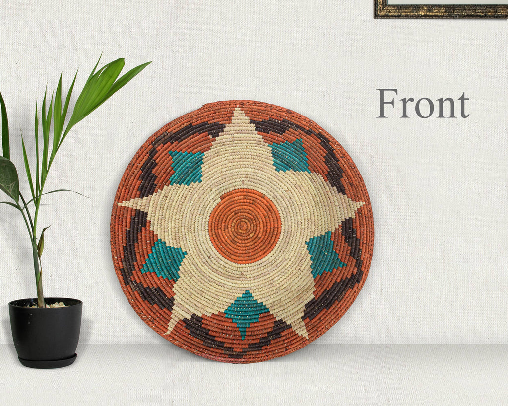 14" Handwoven Lotus Star Bowl for Wall Basket Decor