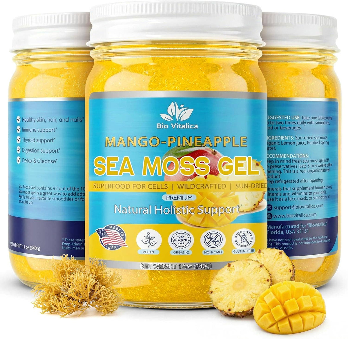 Sea Moss Gel by BioVItalica (Mango Pineapple)