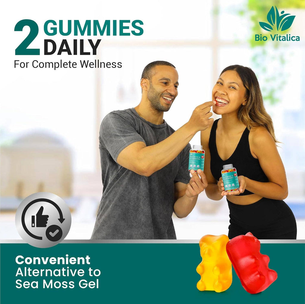 Sea Moss Elderberry Gummies Vitamin C D + Zinc Bio Vitalica