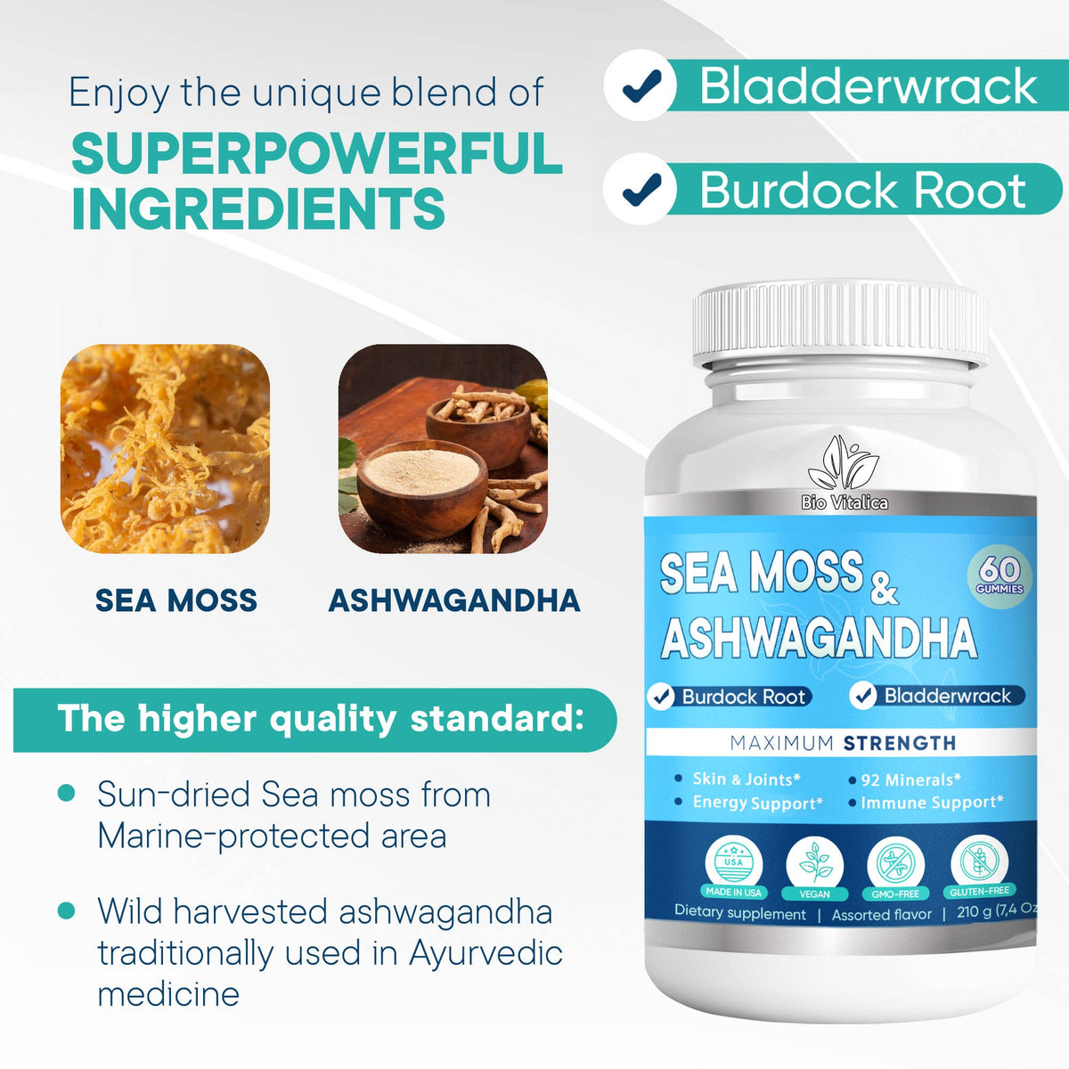 Sea Moss & Ashwagandha Gummies with Burdock & Bladderwrack