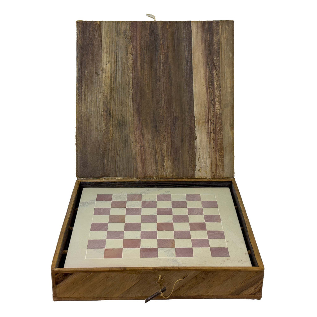 Soapstone Hand-Carved Chess Set in Box - African Maasai Tribe Pieces
