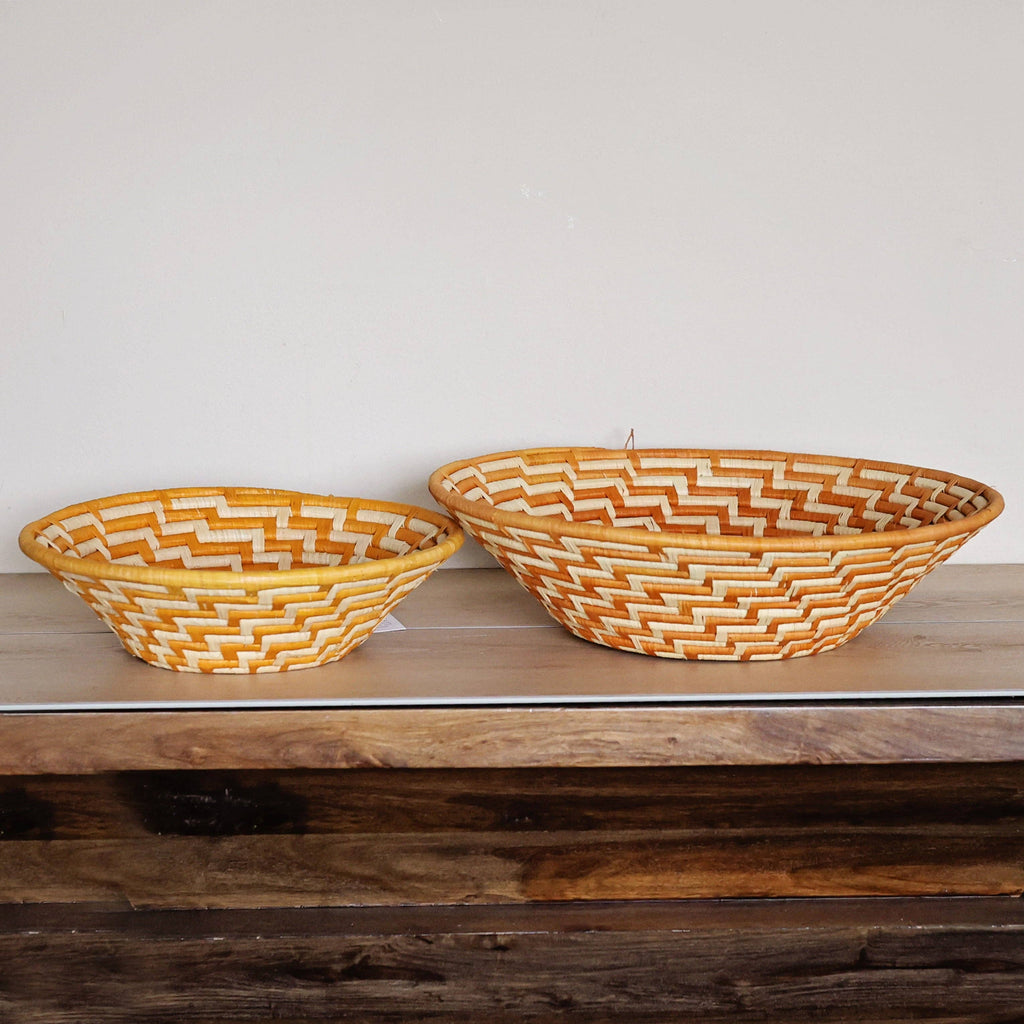 Bukedo and Raffia Bowls - Orange and White
