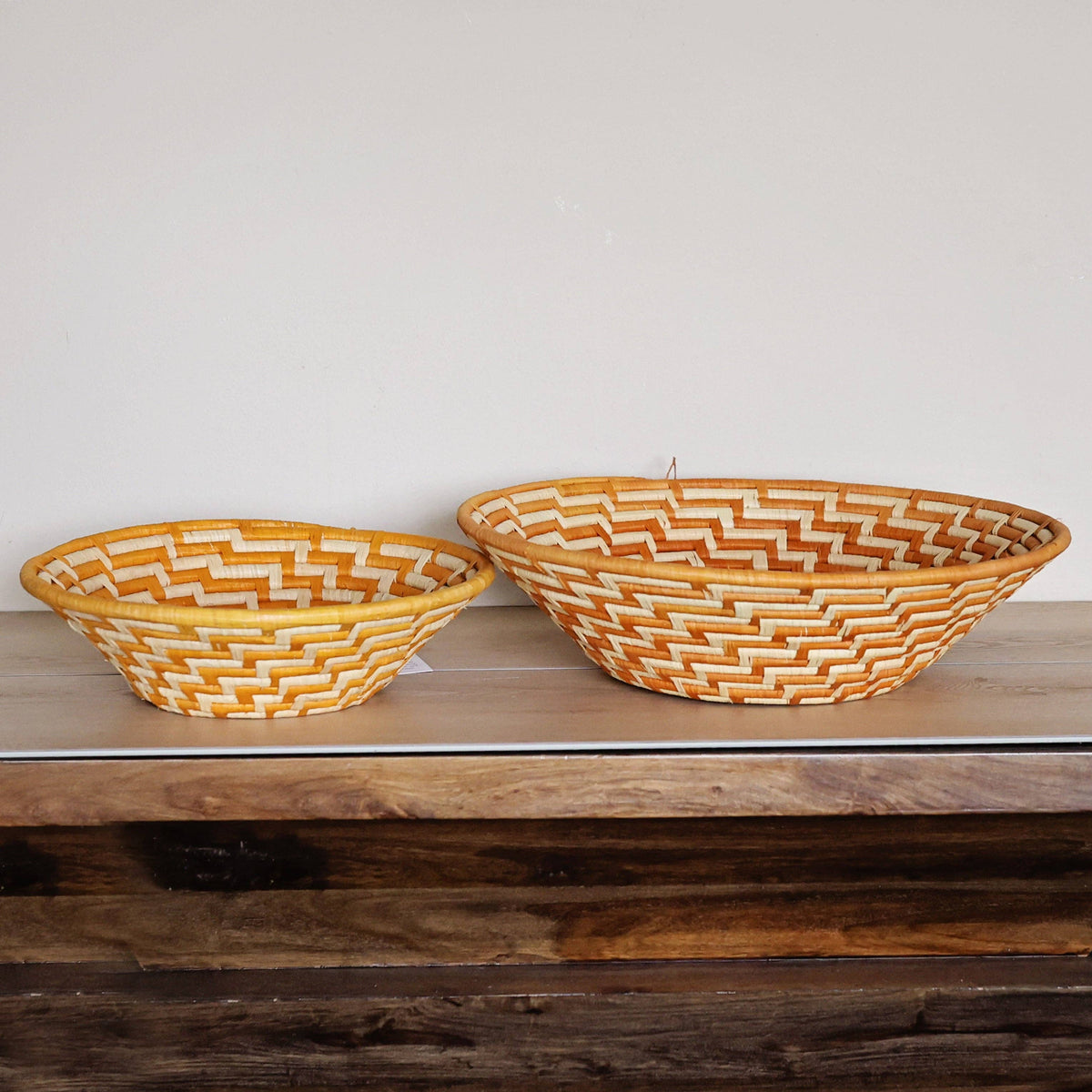 Bukedo and Raffia Bowls - Orange and White