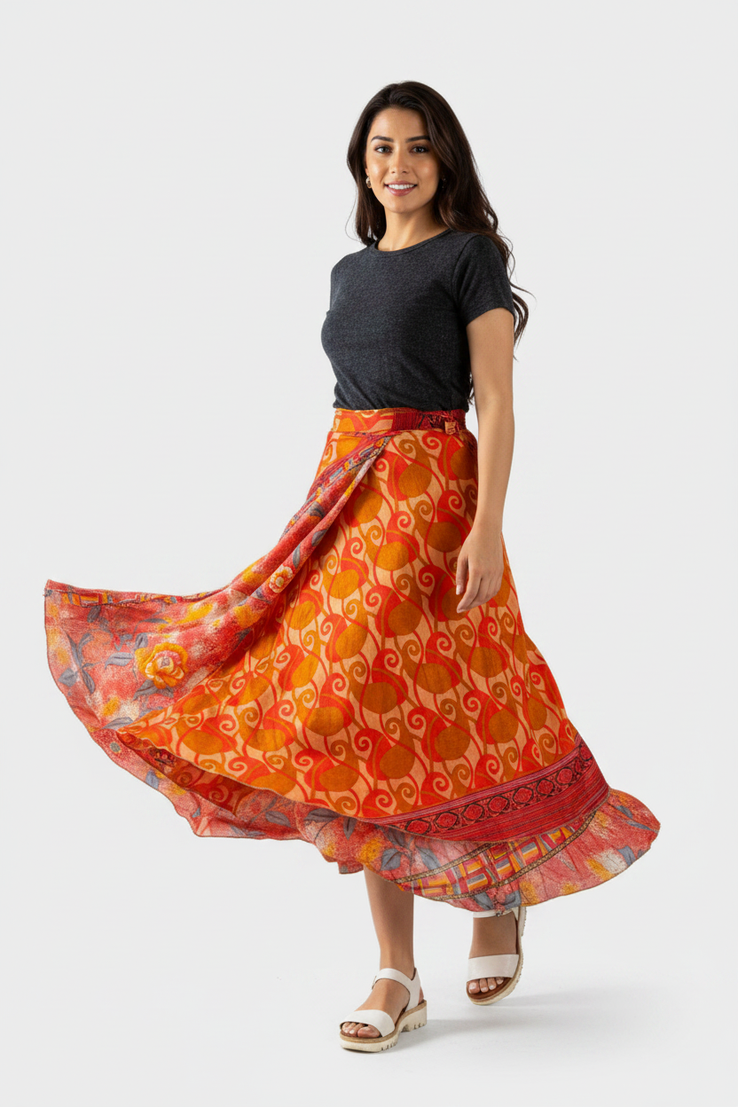 Sari Silk Wrap Skirt / One of a Kind