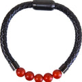 Vegan Leather Braided Bracelet w/ Magnetic Clasp - Red