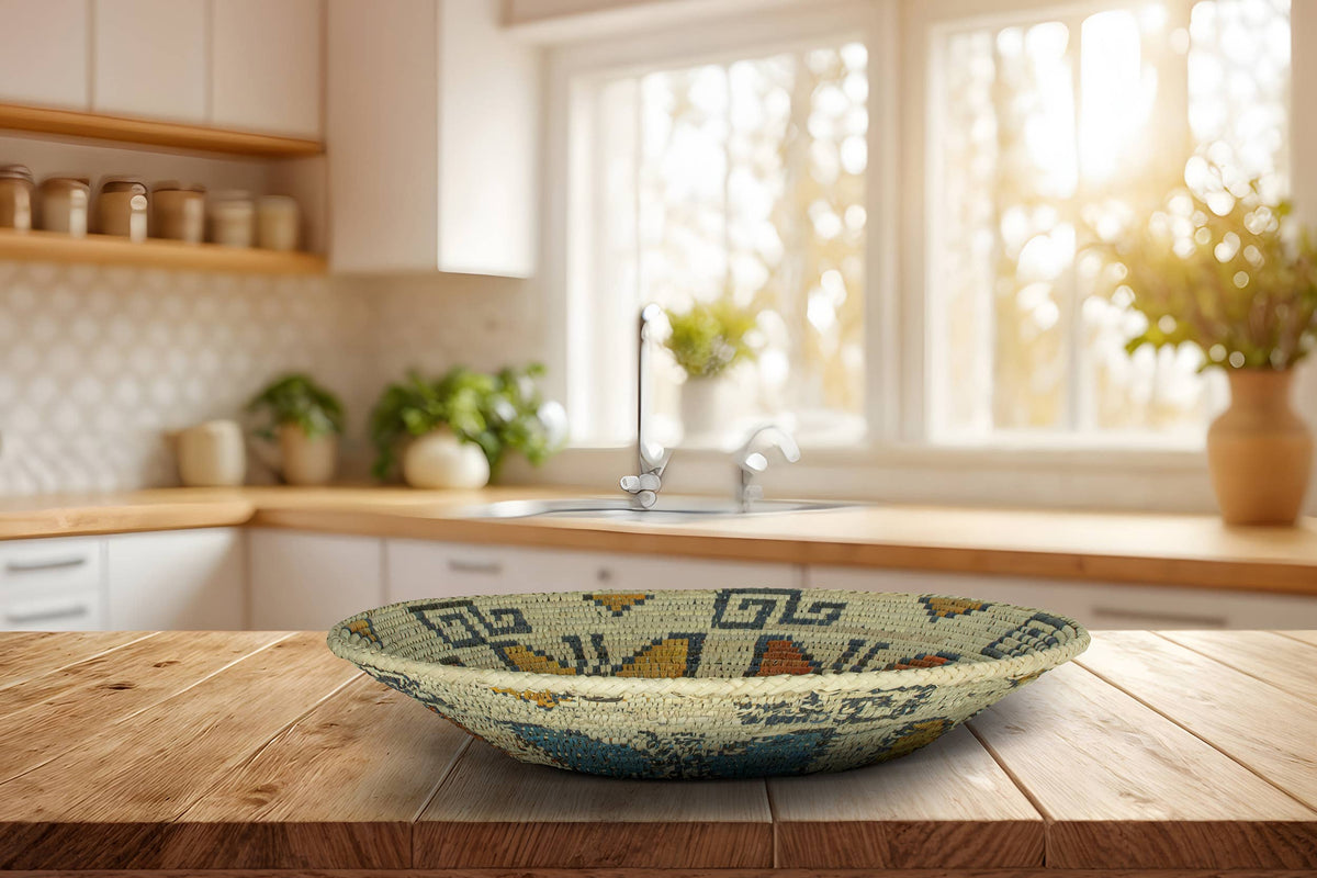 14" Handwoven Butterflies Bowl for Wall Basket Decor