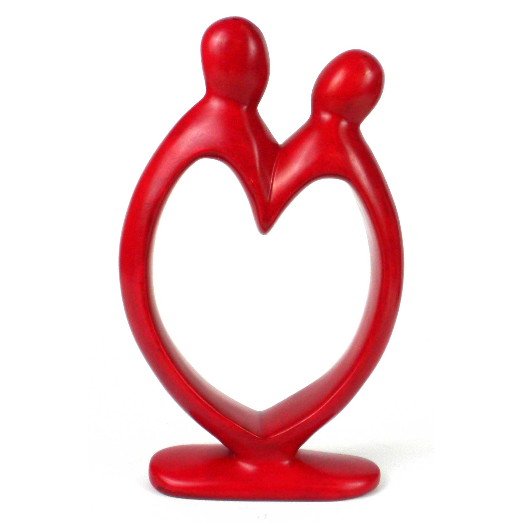 Lover's Heart Soapstone Sculptures - Red Finish
