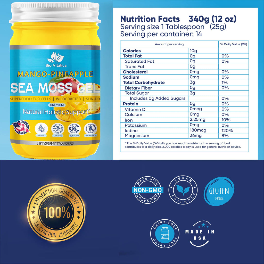 Sea Moss Gel by BioVItalica (Mango Pineapple)