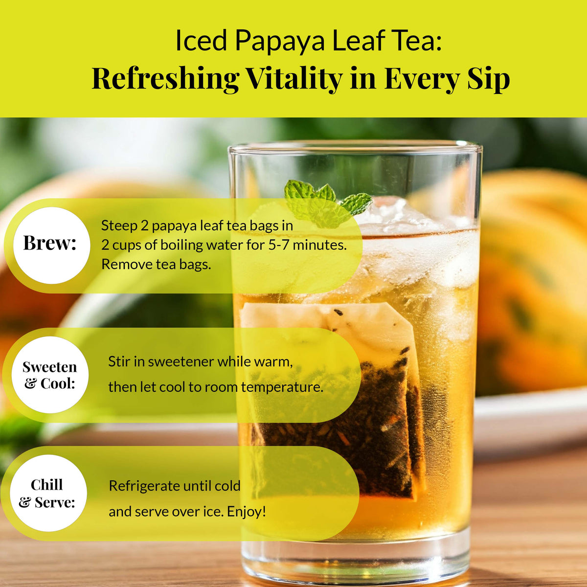 Papaya Leaf Tea Bags – 75 Count, 100% Natural Herbal Tea