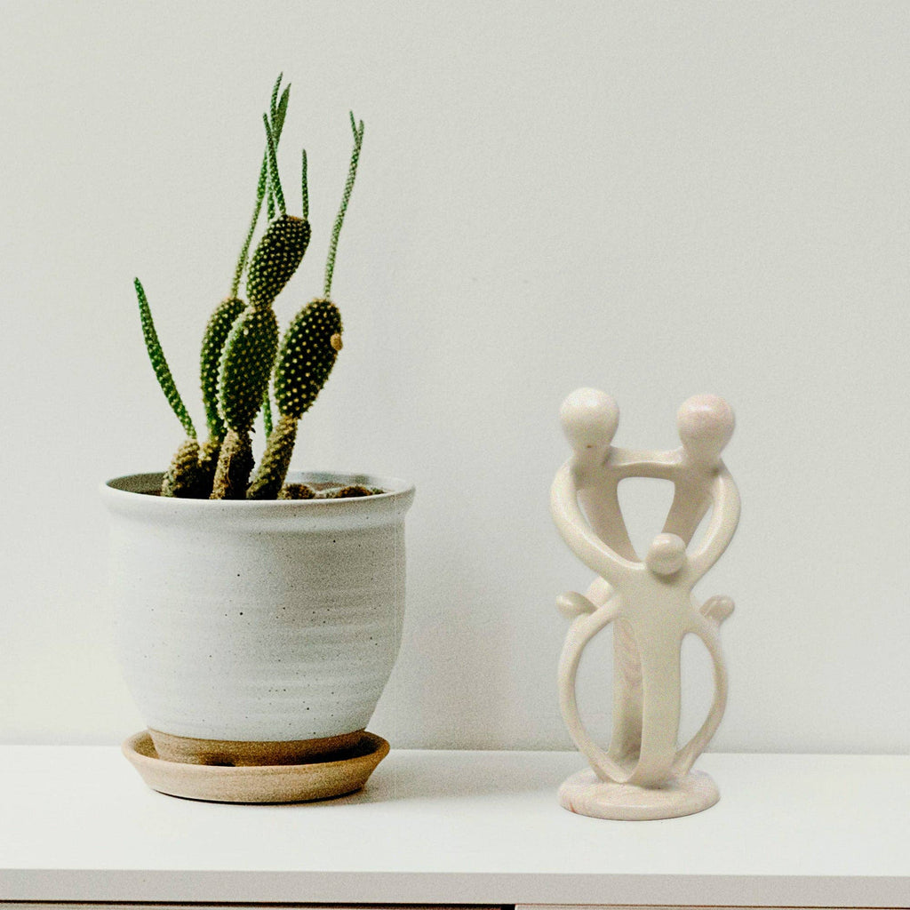 Single Soapstone Family Sculptures - 10-inch - Natural Stone