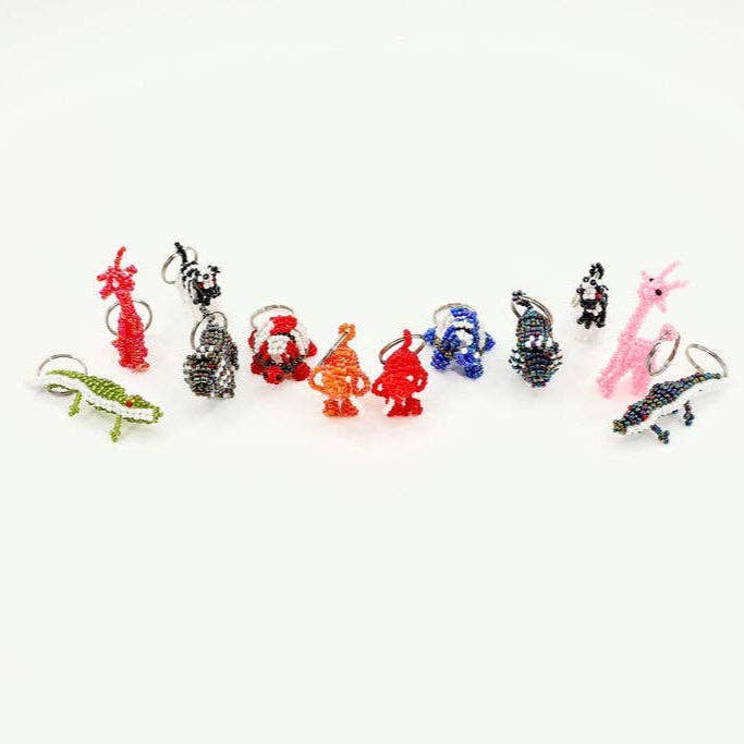 Safari Animal Beaded Keychain, Set of 12