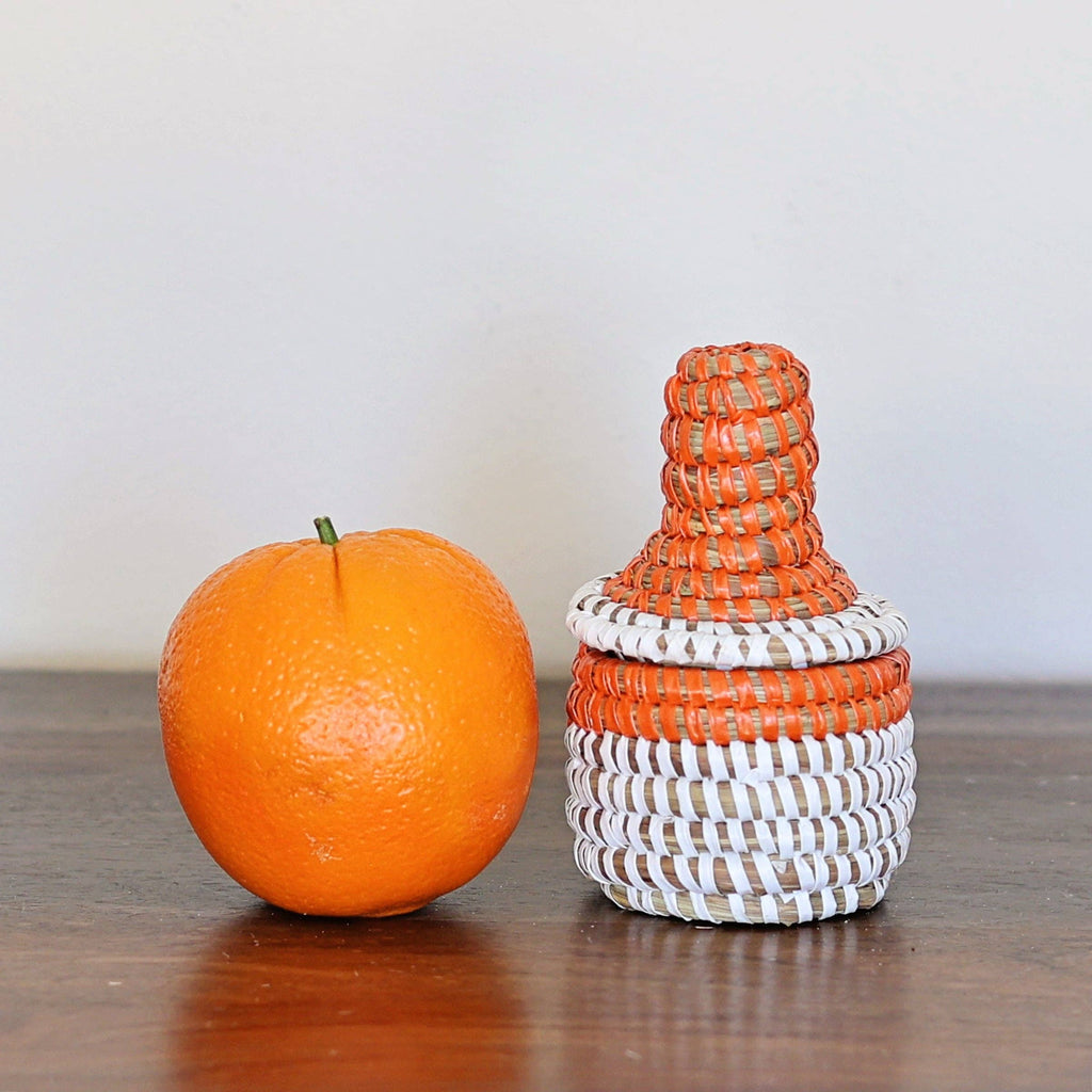 Mini Lidded Sweetgrass Basket, Assorted - Set of 6