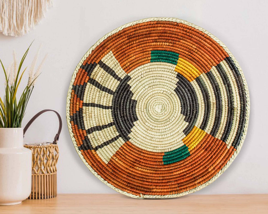 14" Handwoven Bear Claw Bowl for Wall Basket Decor
