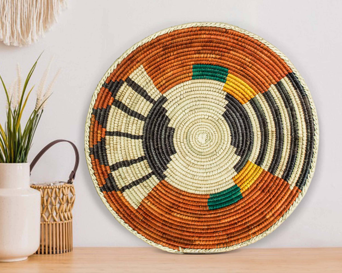 14" Handwoven Bear Claw Bowl for Wall Basket Decor