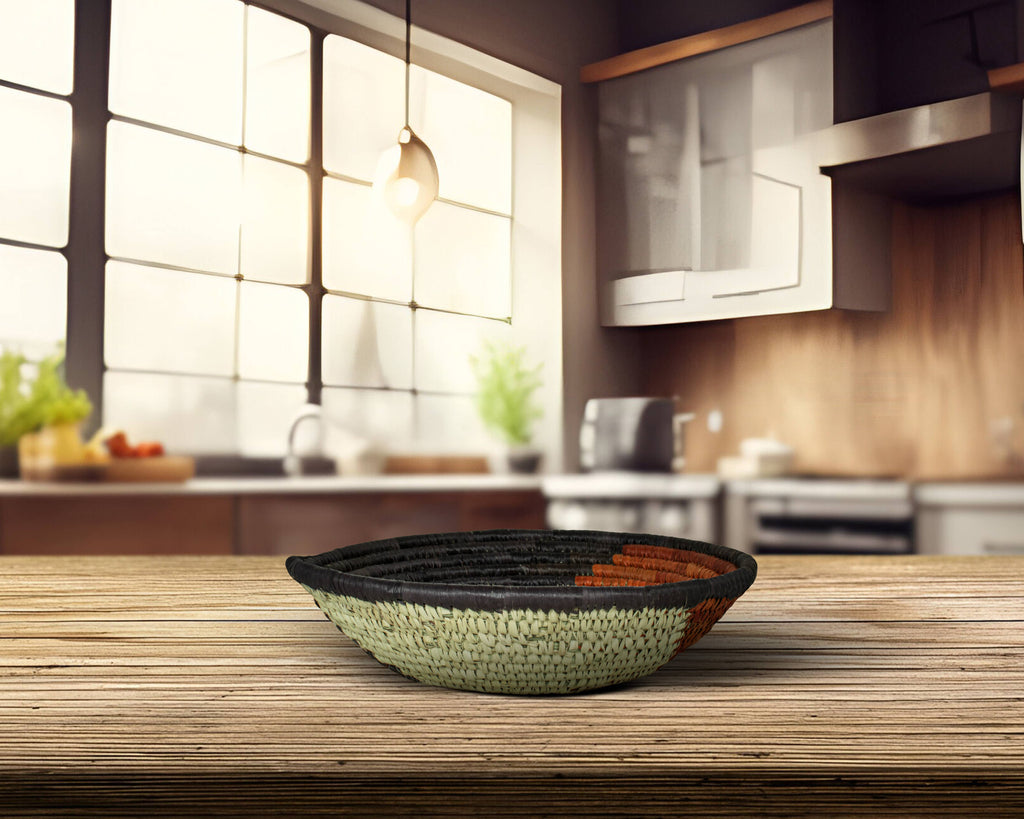7” Handwoven Boho Bowl Basket - Organizer Basket