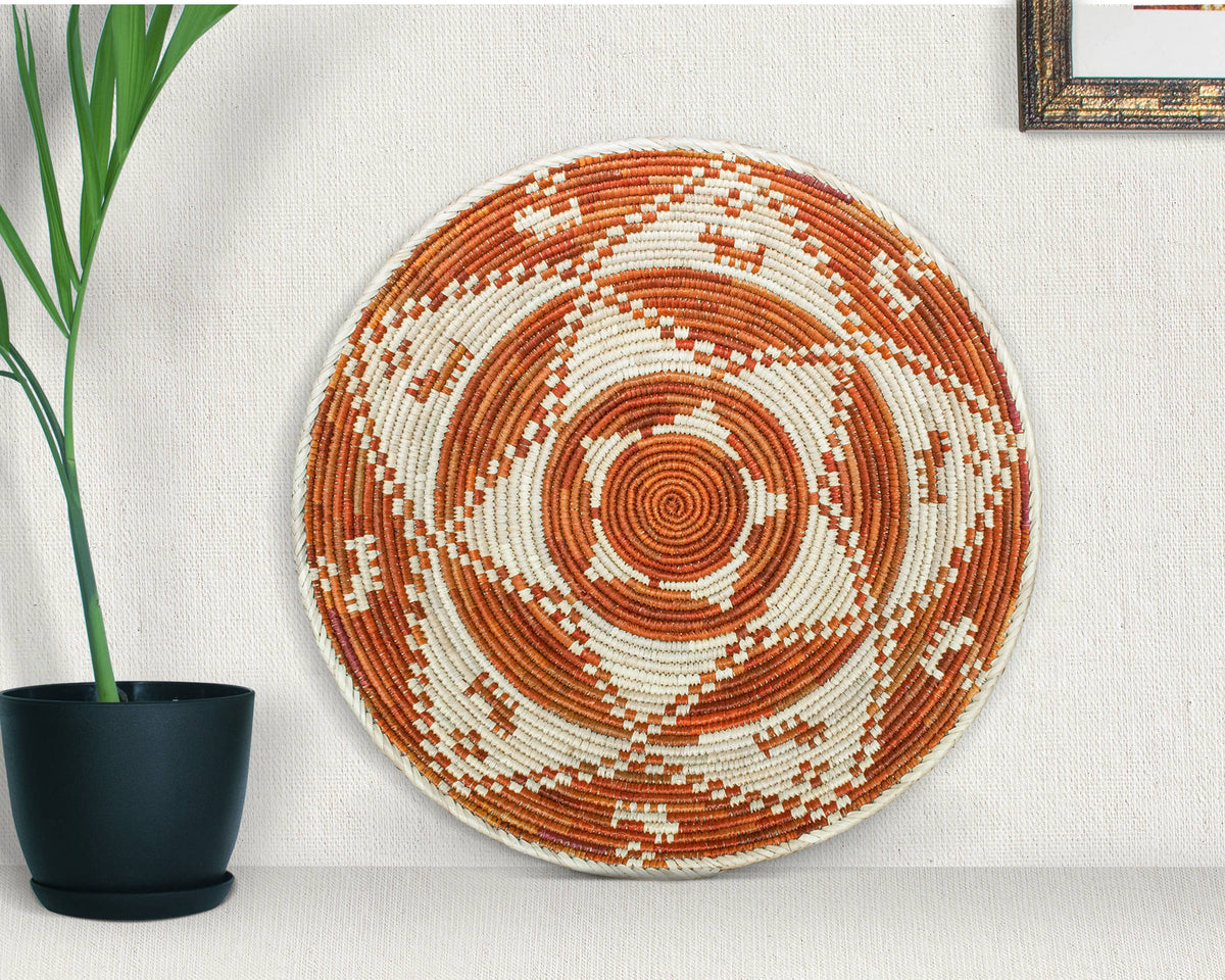 14" Handwoven Dogs Bowl for Wall Basket Decor