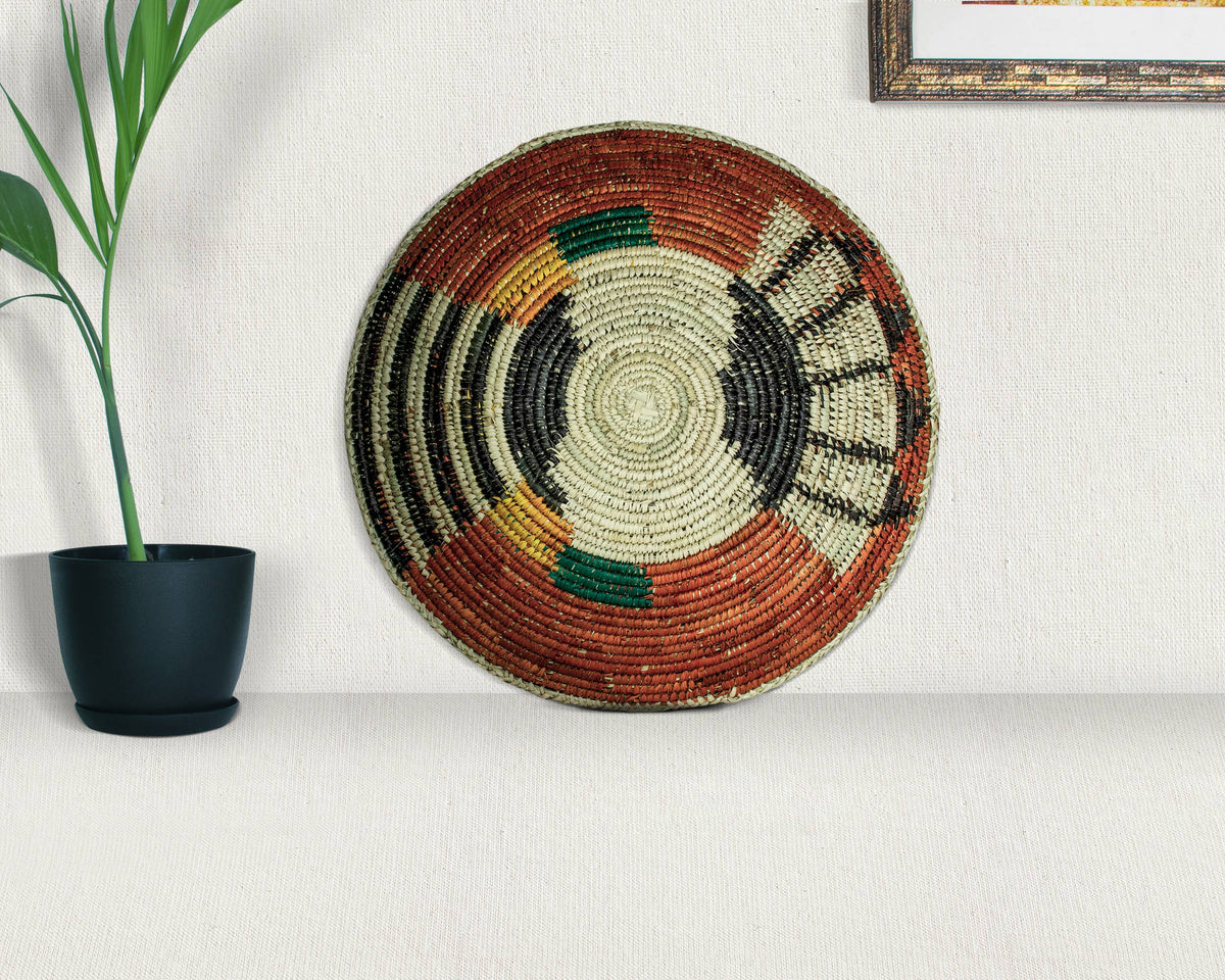 14" Handwoven Bear Claw Bowl for Wall Basket Decor