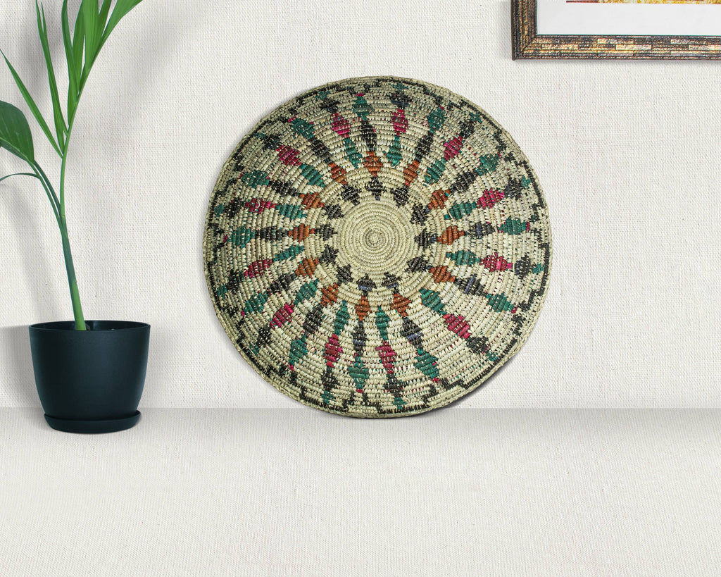14" Handwoven Dancing Arrows Bowl for Wall Basket Decor