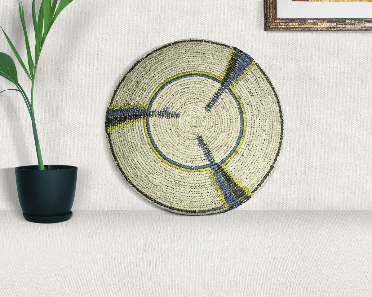 14" Handwoven Fan Mesa Bowl for Wall Basket Decor