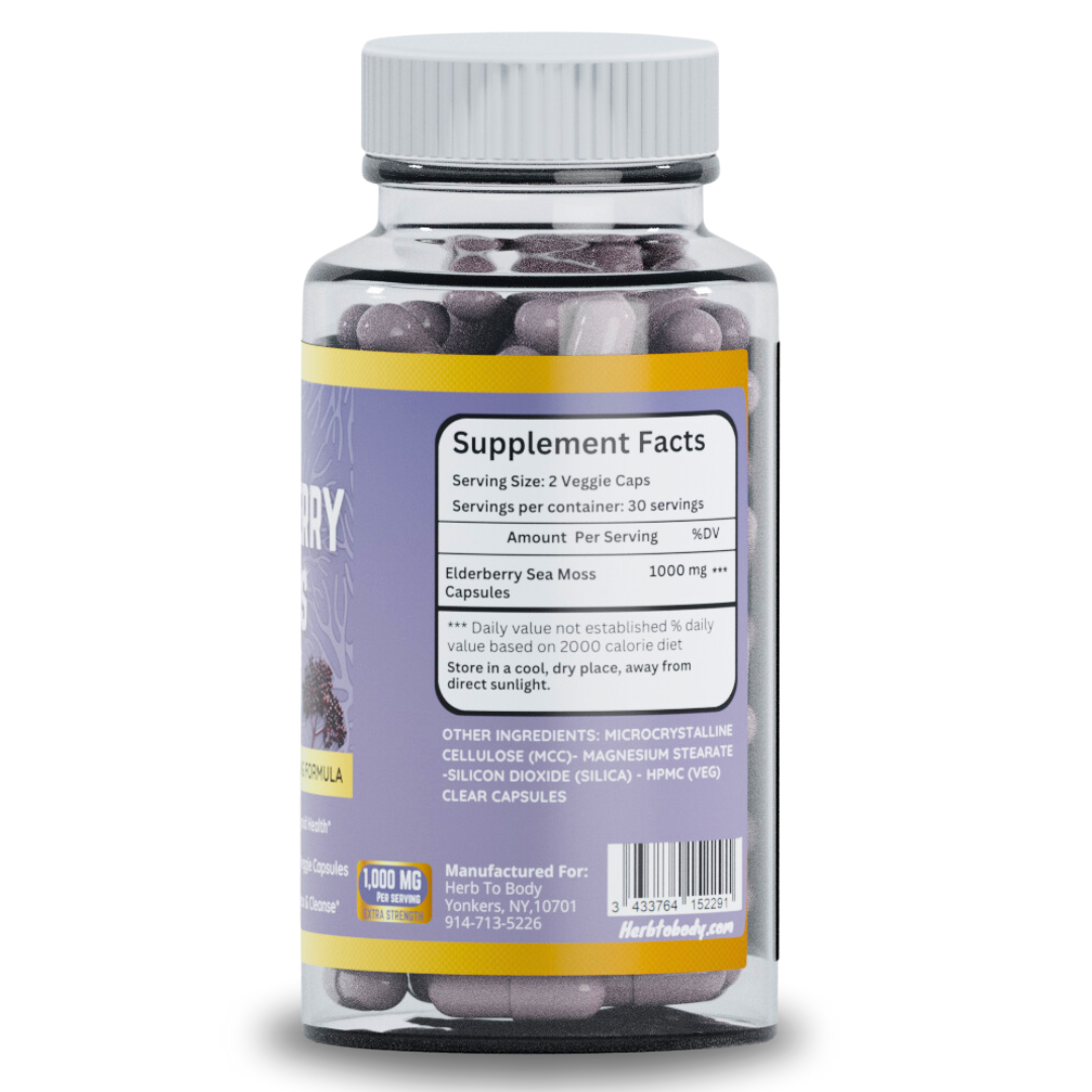 Elderberry Sea Moss Capsule - 60 Capsules | Herb To Body