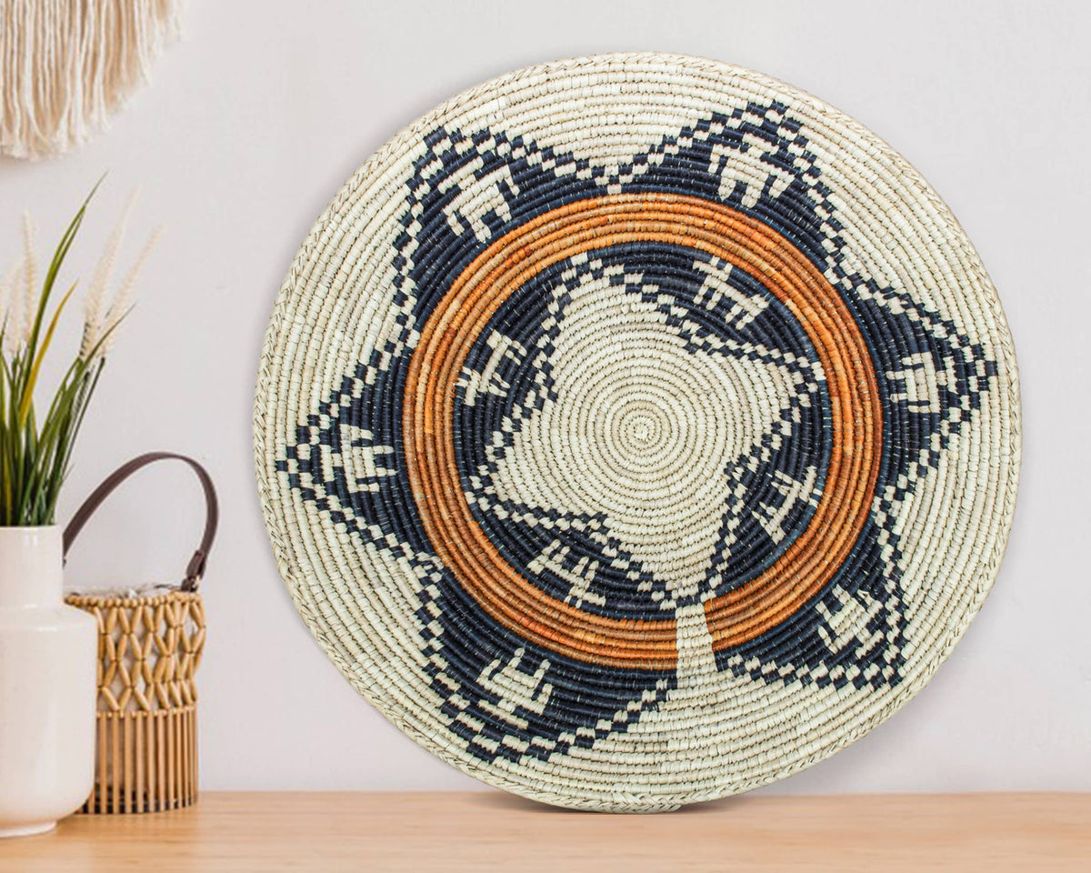 14" Handwoven Navajo Mesa Bowl for Wall Basket Decor