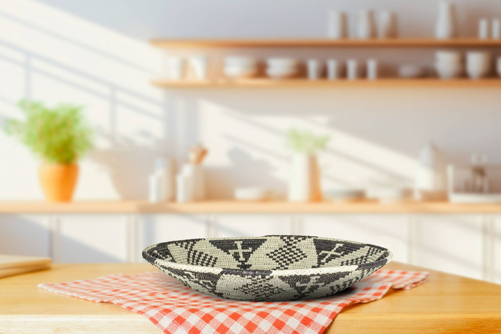 14" Handwoven Zulu Bowl for Wall Basket Decor