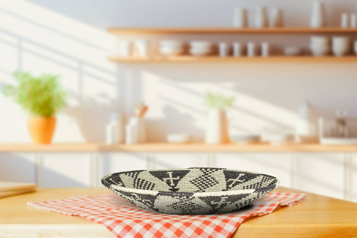 14" Handwoven Zulu Bowl for Wall Basket Decor