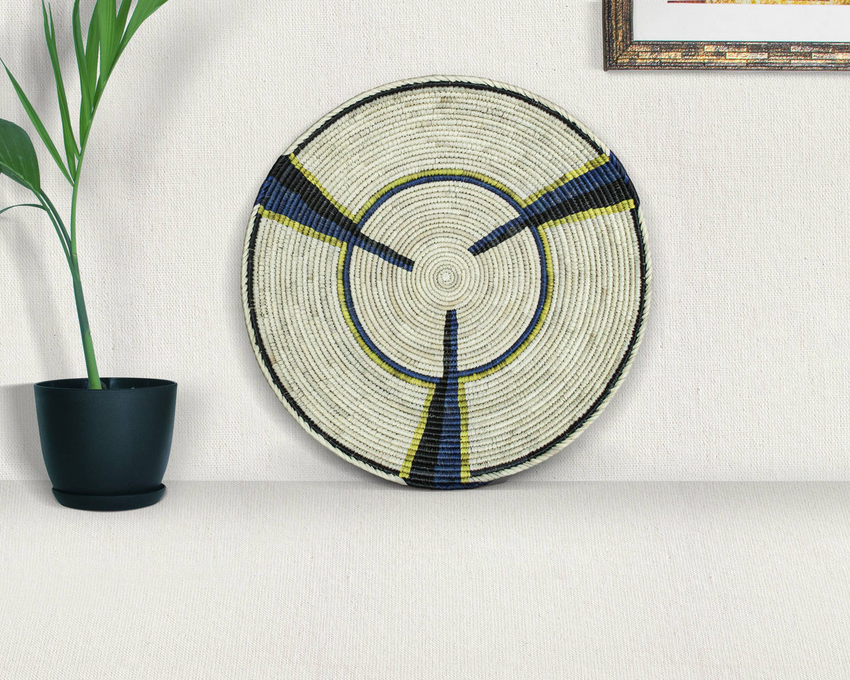 14" Handwoven Fan Mesa Bowl for Wall Basket Decor
