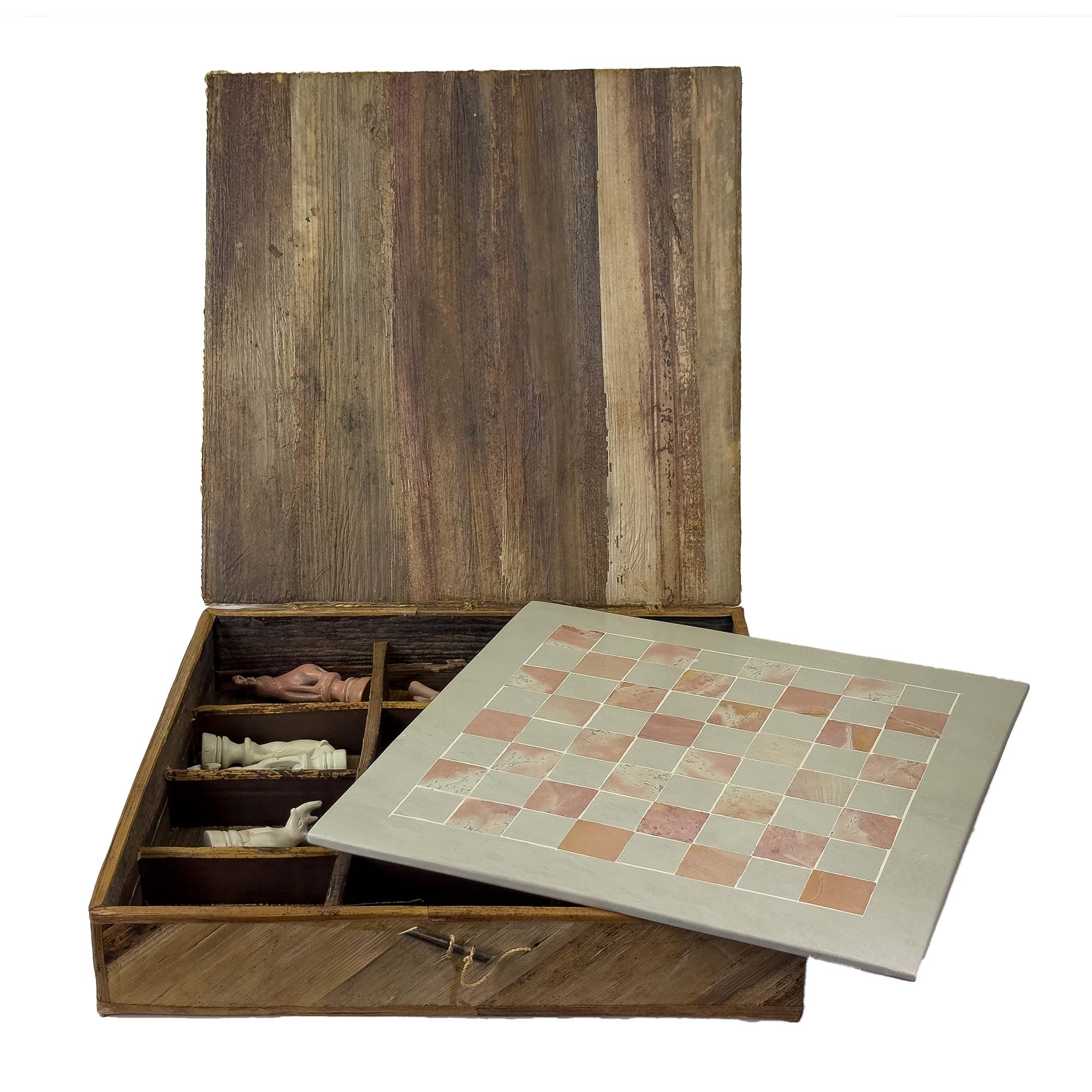Soapstone Hand-Carved Chess Set  in Box  - Safari Animal Pieces