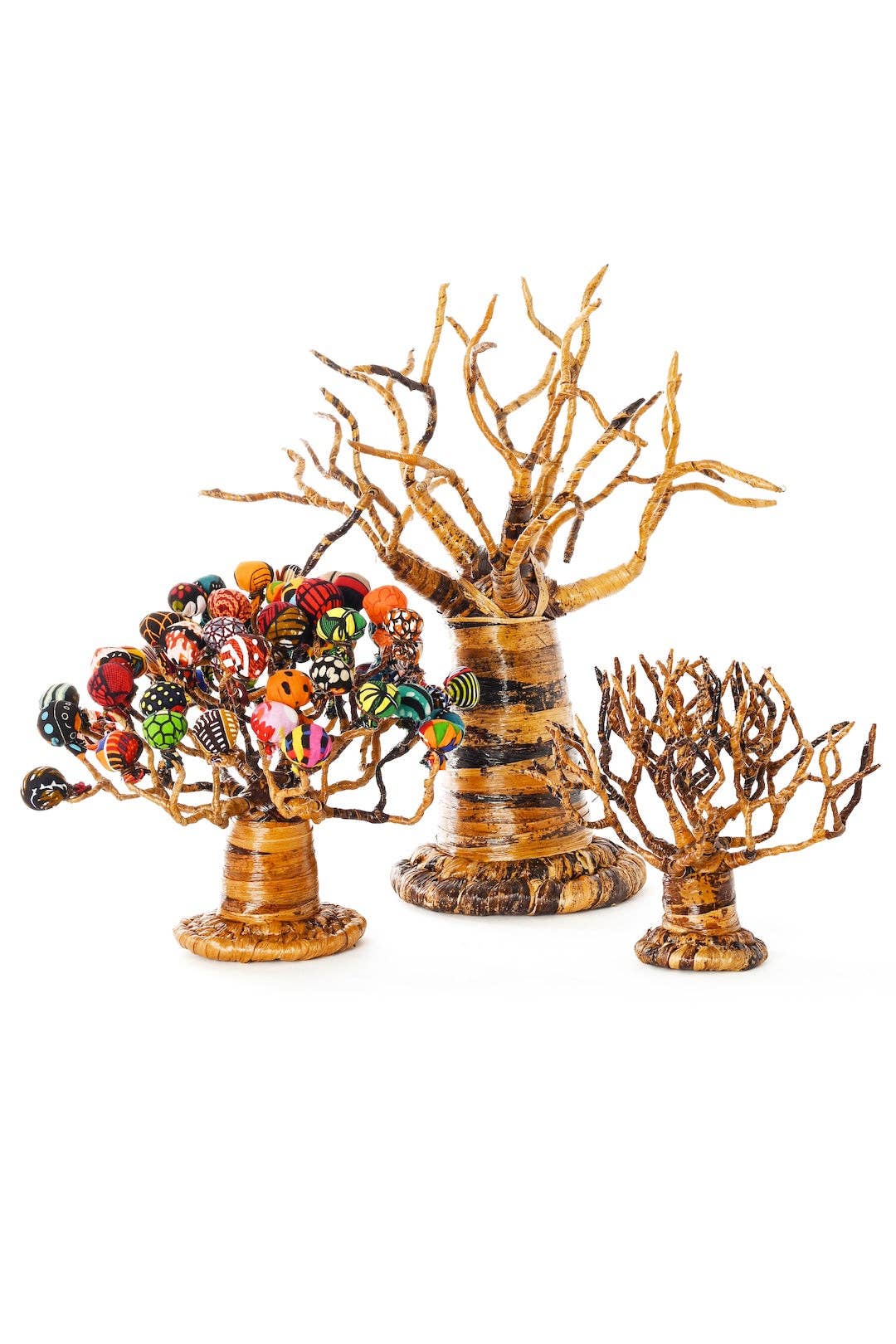 Banana Fiber Baobab Tree with Kitenge Cloth Baubles