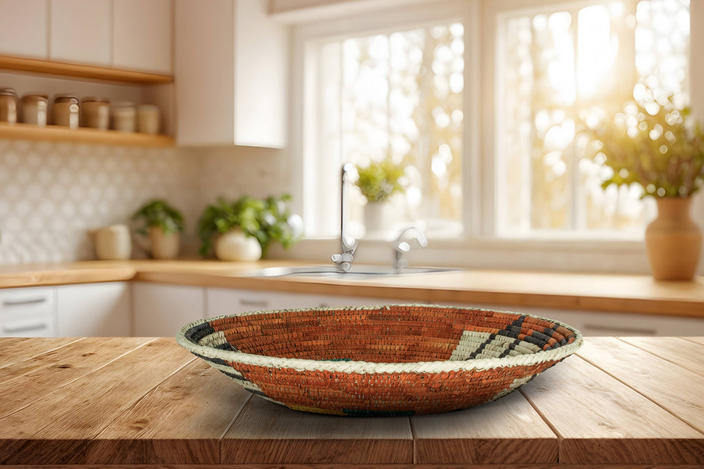 14" Handwoven Bear Claw Bowl for Wall Basket Decor