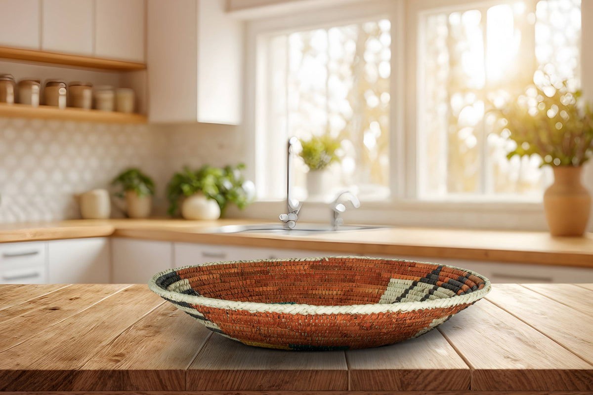 14" Handwoven Bear Claw Bowl for Wall Basket Decor