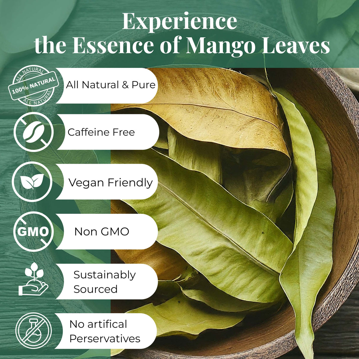 Dried Mango Leaves, Hoja De Mango Secas - 2.6 oz. Case of 5