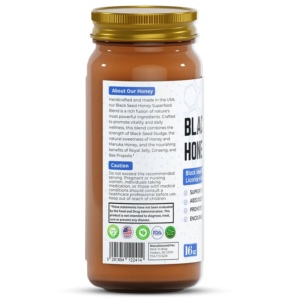 Black Seed Honey 16oz | Honey and Black Seed Mix Blend