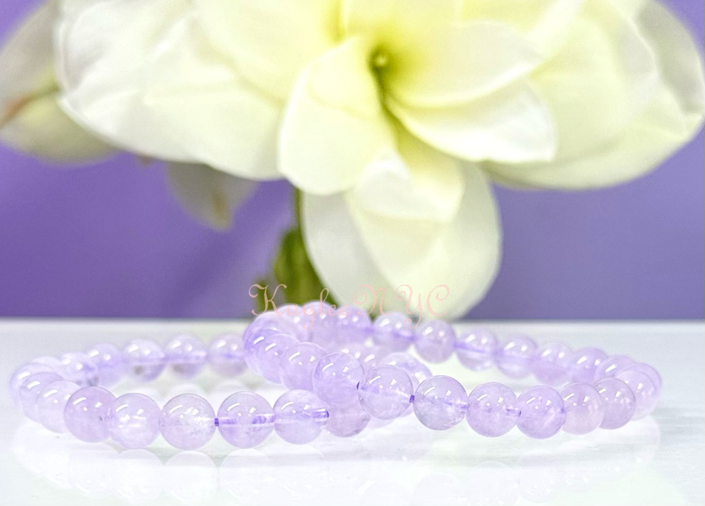 Natural Lavender Amethyst 8mm Crystal Stretch Bracelet 7.5"